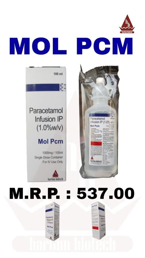 Injection Ml Paracetamol Infusion Ip For Iv Use Packaging Size