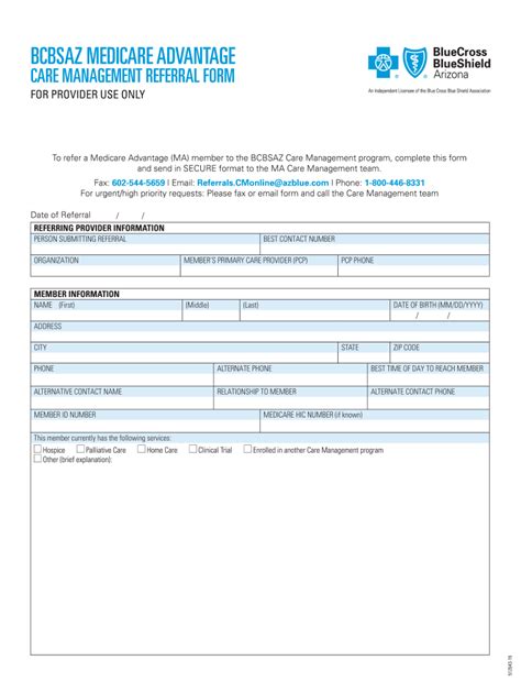 Fillable Online Bcbsaz Ma Care Management Referral Form Rev