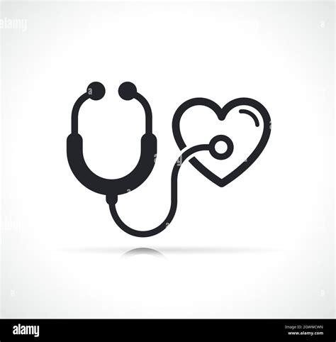 Stethoscope And Heart Black Icon Stock Vector Image And Art Alamy