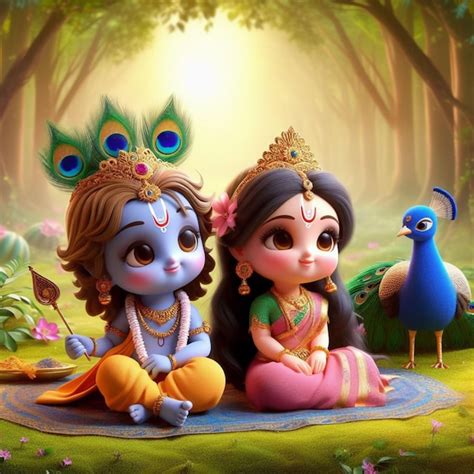 Premium Photo | The Playful and Devotional Love of Radha and Krishna in 3D