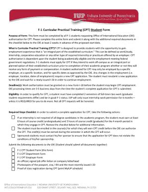 Fillable Online F Curricular Practical Training Cpt Student Form