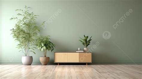 Fondo Elegante Mueble De Televisi N En Verde Claro Con Suelo De Madera