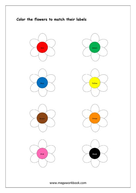 Free Printable Color Recognition Worksheets Color By Matching Hint