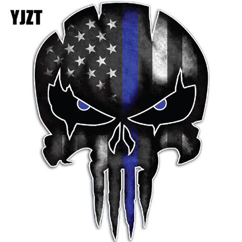 Graphic Truck Car Thin Blue Line Distressed American Punisher Vinyl