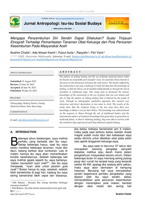 PDF Mengapa Penyembuhan Diri Sendiri Dapat Dilakukan Etnografi