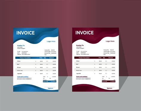 Simple Invoice Design Template Vector Art At Vecteezy