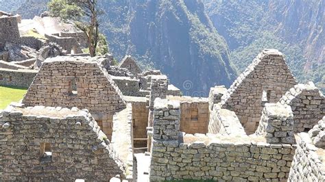 Inca Stone Wall At Machu Picchu Peru South America Stock Image