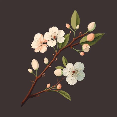 Rama simple del estilo dibujado a mano del árbol de sakura Vector Premium