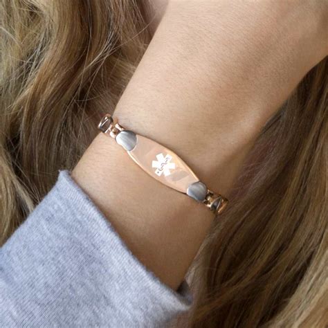 Rose Gold Love Linked Medical Alert Bracelet Laurens Hope