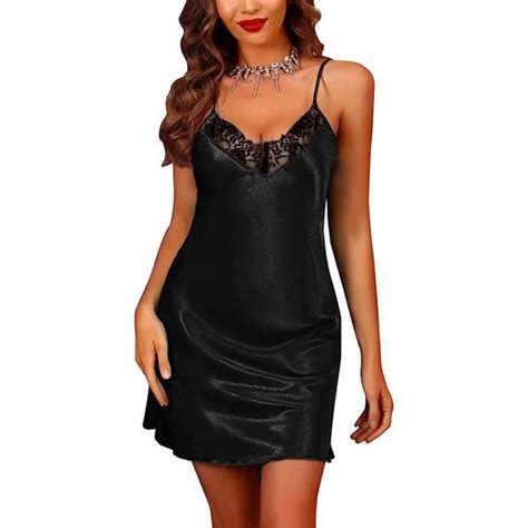 Nuisette Femme Satin Chemise De Nuit Longue Bretelles R Glables Sling Robe De Chambre Lingerie