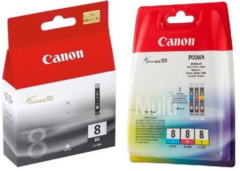 4 Canon Druckerpatronen Tinte CLI 8 BK C M Y Multipack