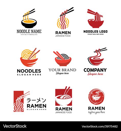 Set Of Ramen Logo Design Menu Royalty Free Vector Image