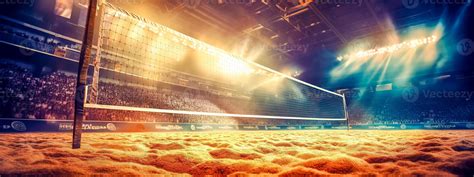 Sandy Beach Volleyball Courts Sports Matches At Sunset Banner Made