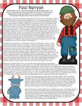 Reading Comprehension Tall Tales Paul Bunyan Tall Tales Reading