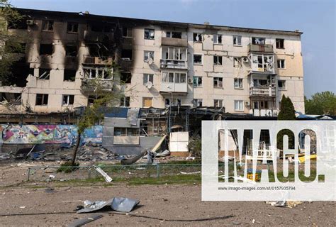 LUGANSK REGION UKRAINE MAY 3 2022 Shellfire Damage In The City Of