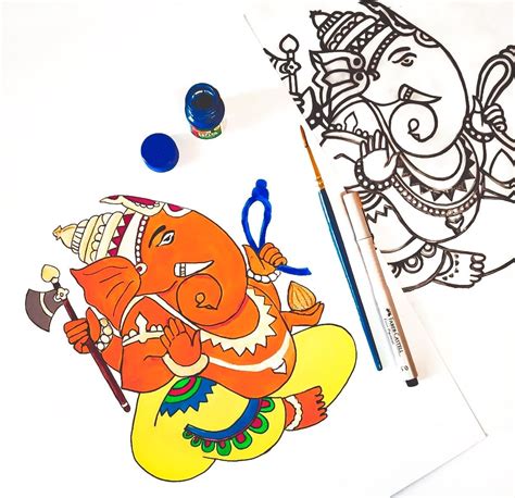 Pin by DCube.Crafts on Ganpati Drawing | Ganpati drawing, Cards, Drawings