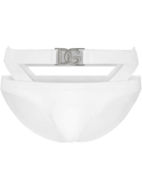 Dolce And Gabbana Logo Tag Swim Briefs White Farfetch