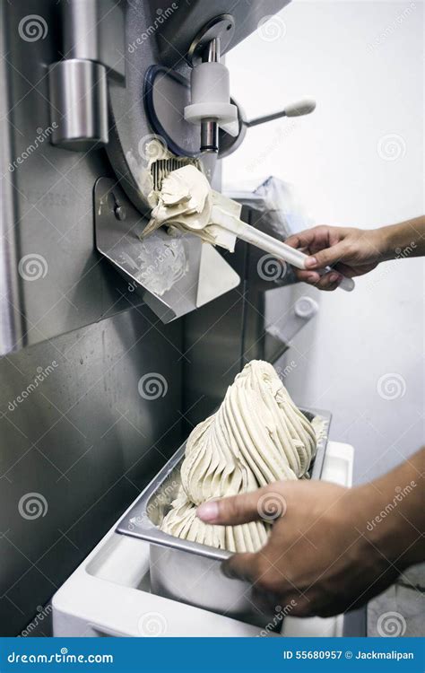 Making Italian Gelato in Kitchen Stock Image - Image of foods, machine: 55680957