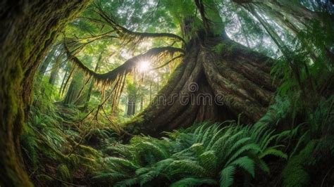 Majestic Redwood Tree At Sunrise Stock Illustration Illustration Of