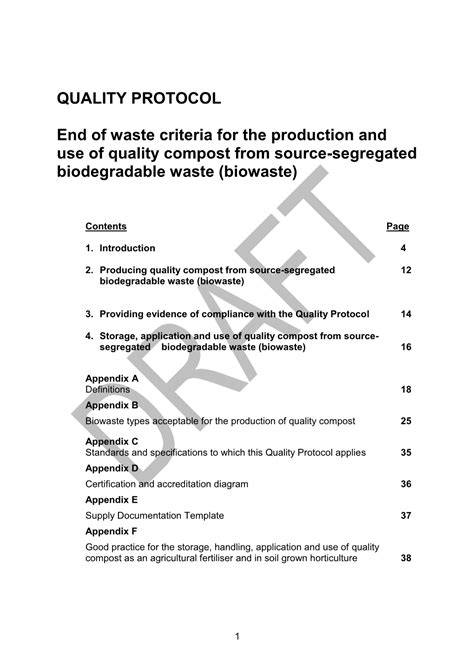 quality protocol   waste criteria   production