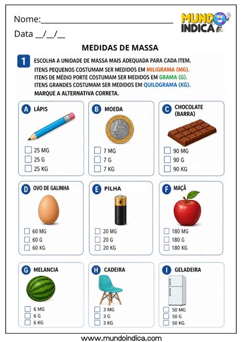 Atividade Medida De Massa 4 Ano - Atividade Medida De Massa 4 Ano