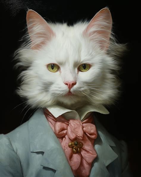 Premium Photo Arafed White Cat With A Pink Bow Tie And A Blue Suit