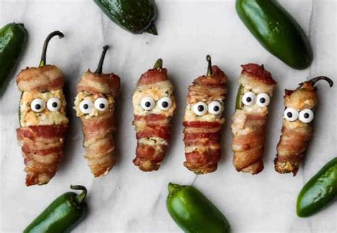 Bacon Wrapped Jalapeno Popper Mummies Easy Halloween Recipe Off The Eaten Path