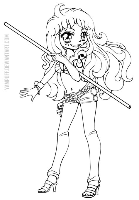 Nami Open Lineart By Yampuff On Deviantart Chibi Coloring Pages