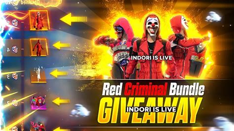 Free Fire Live Red Criminal Bundle Teamcode Giveaway Free Fire Criminal Bundle Giveaway Live