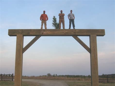 Ranch Entrance Timber Frame Gate In Alabama Uses Massive Timbers