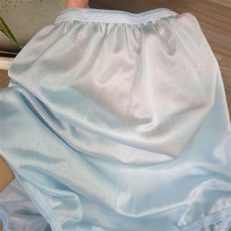Silky Nylon Panty Slippery Sissy Double Gusset Brief Baby Blue Bikini Size Ebay Australia