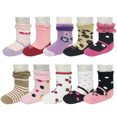 Wrapables Sweet Girl Non Skid Mary Jane Socks Set Of 10