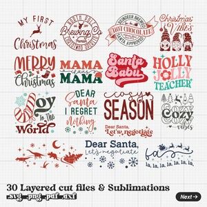 Christmas SVG Bundle Png, Silhouette Svg Clipart, Christmas Png Bundle, Funny Christmas Svg ...