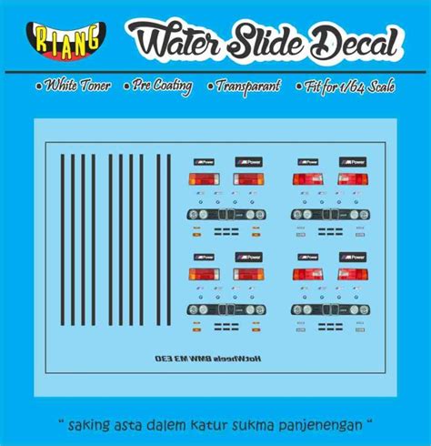 Jual Decal Waterslide Hot Wheels Lampu Bmw M E Kota Denpasar