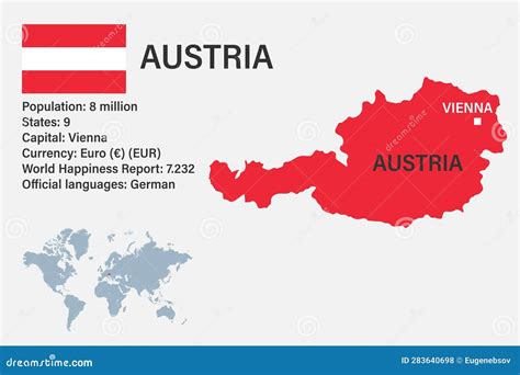 Mapa De Austria Altamente Detallado Con Capital De Bandera Y Pequeño