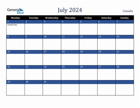 July 2024 Calendar Canada Printable Pdf Reta Delinda