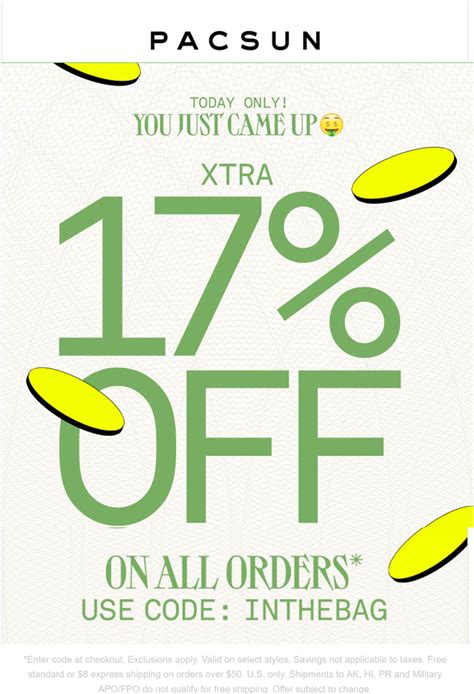 Extra 17 Off Today At PacSun Via Promo Code INTHEBAG Pacsun The