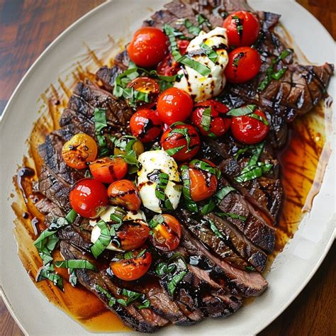 Balsamic Grilled Flank Steak Caprese In 2024 Grilled Steak Recipes