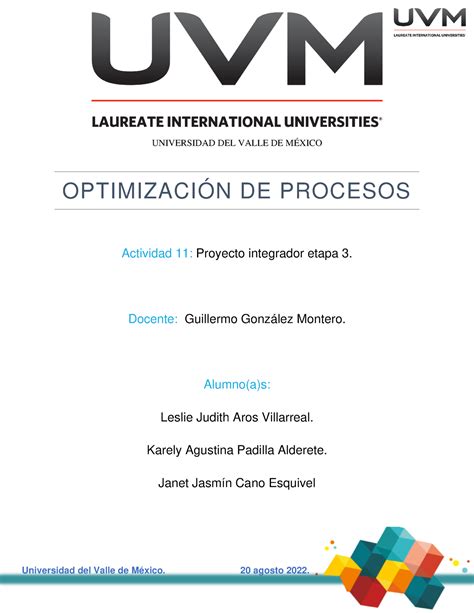 A 11 EQP 5 optimizacion de procesos OPTIMIZACIÓN DE PROCESOS