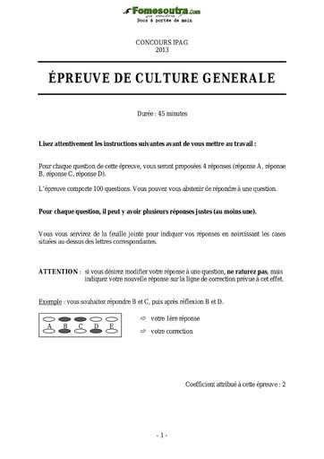 Sujet Corrig De Culture G N Rale Concours Ipag