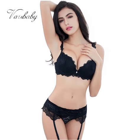 Varsbaby Girls Sexy Lace Solid Lingerie Gather Adjusted Straps Bra Sets