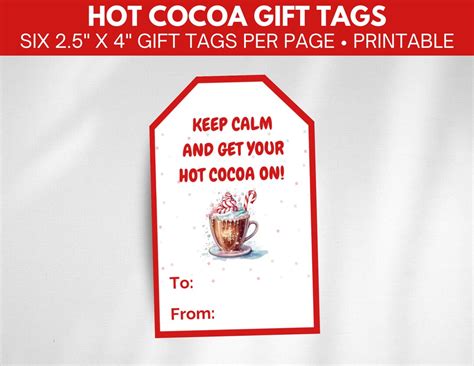 Printable Hot Cocoa Gift Tags Appreciation Gift Tags Hot Chocolate Party Favor Tags Hot Cocoa