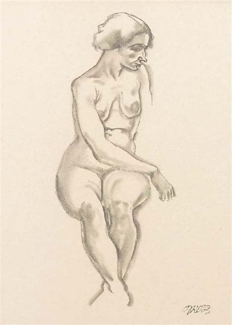 Artwork Replica Seated Female Nude By George Grosz Inspired By 1893