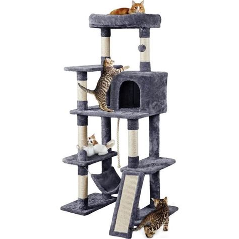 Yaheetech Grand Arbre Chat Multiniveau Tour Pour Chat En Tissu Effet