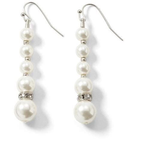 Silvertone Glass Pearl Linear Earring Found On Polyvore Pave