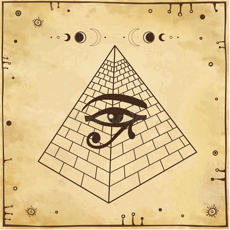 Animation Monochrome Drawing Symbol Of Egyptian Pyramid Eye Of Horus