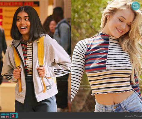 Wornontv Aneesa’s Mixed Stripe Top And Hoodie On Never Have I Ever Megan Suri Clothes And