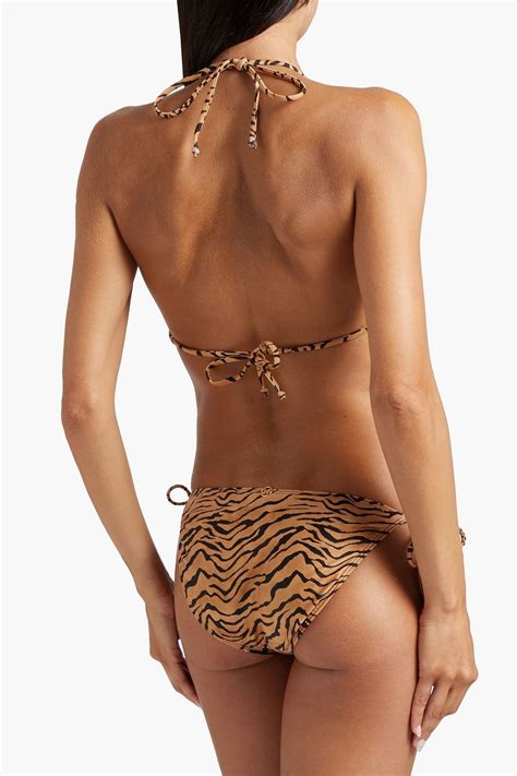 VIX PAULA HERMANNY Ruffle Trimmed Tiger Print Triangle Bikini Top THE