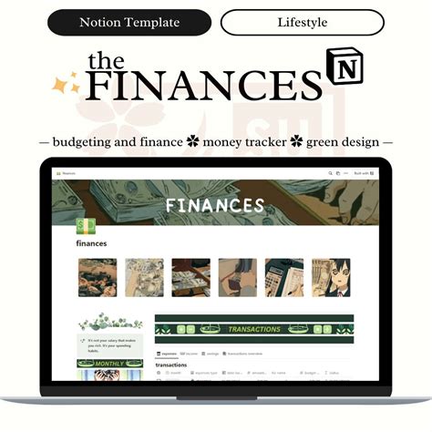 Finances Notion Template Moneytracker Budget Planner Notion Dashboard