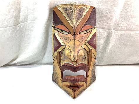 Tribal Warrior Mask Cardboard Face Cover Mask Wall Hanging Decorative ...